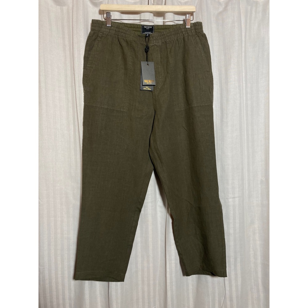 Todd Snyder Springfield Linen Beach Pant Olive Green Mens M 21-PA1109052-GR87